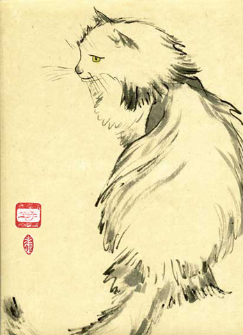 Minette #1: original ink brush painting by Joan Relke