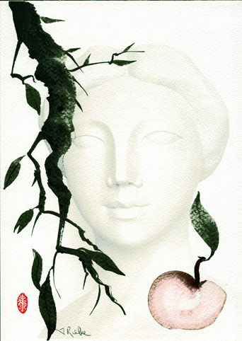 Eve: original ink brush painting by Joan Relke